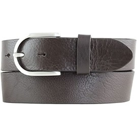 BELTINGER Women's Belt Made of Full Cowhide Leather 4 cm Jeans Belt for Women 40 mm Full Leather Belt with Round Belt Buckle, Brown, silver