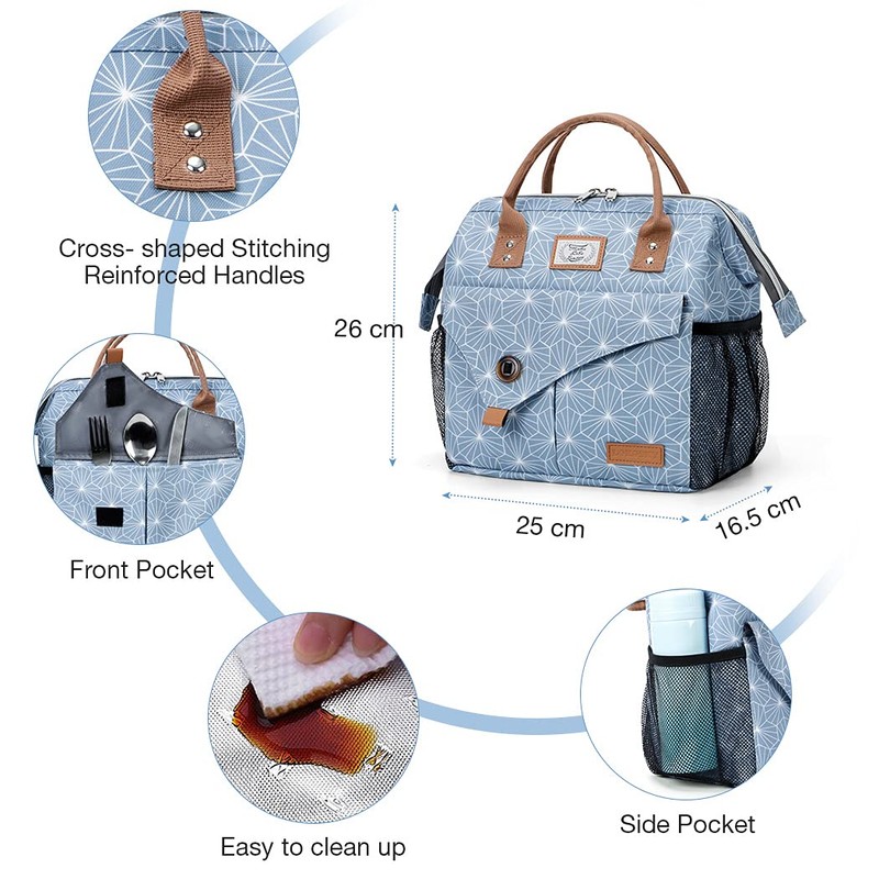 Lekebaby Insulated Lunch Bag for Women Leakproof Wide Open Lunch