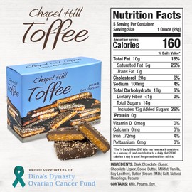 Chapel Hill Pecan and Dark Chocolate Toffee, Natural and Gluten Free, Delicious Toffee Squares (5 Ounce)
