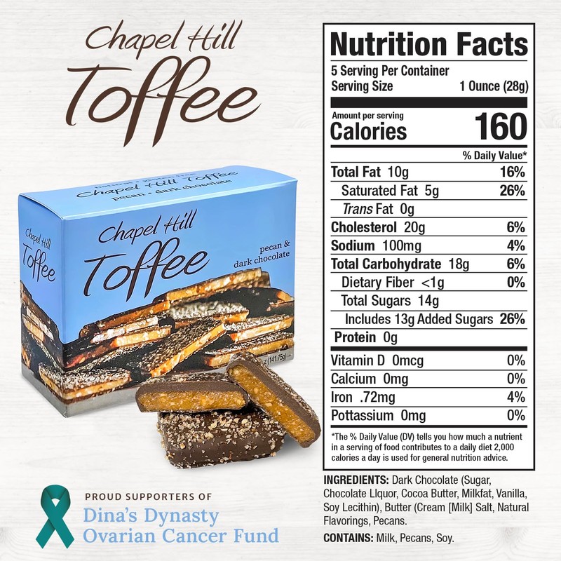 Chapel Hill Pecan and Dark Chocolate Toffee, Natural and Gluten