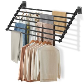 Scisum Wall Mounted Clothes Drying Rack 57 Inch – Foldable Laundry Drying Rack for Wall Mount, Space Saving Indoor Drying Rack for Clothes, Compact & Sturdy Design
