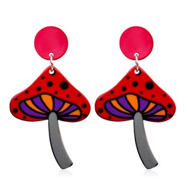 QUPENGXU Acrylic Colorful Mushroom Dangle Drop Earrings for Women Fresh Chic Charm Food Pendant Drop Earrings For Women (style-1)