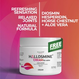 Hallosmine PLUS Diosmin 500mg + FREE Cream Veins 4 oz, 03 Bottles - 180 Caps