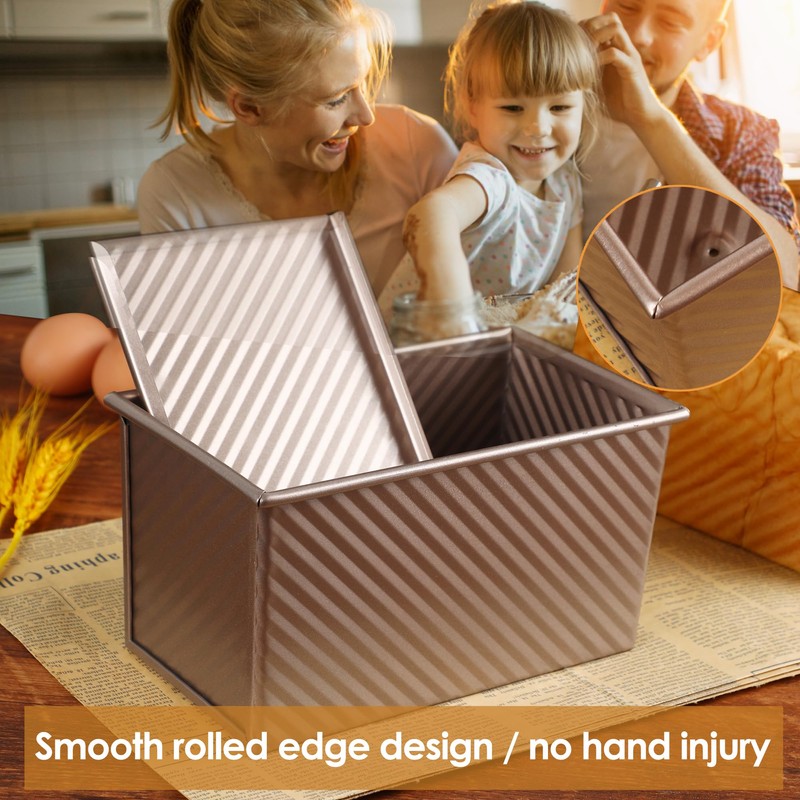 2.2Lb Bread Pans, Non-Stick Rectangle Pullman Loaf Pan with Lid,