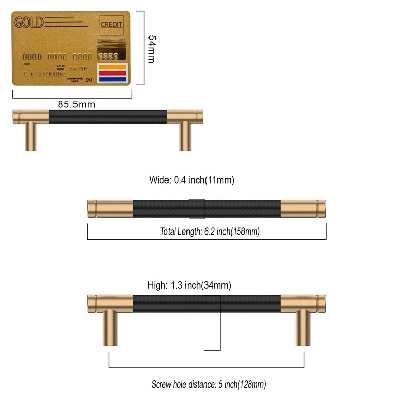 Amerdeco 10 Pack Matte Black Gold Cabinet Pulls 5 Inch