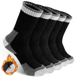 SIMIYA 5 Pair Merino Wool Socks Men Warm Thick Thermal Socks Hiking Socks for Cold Winter Outdoor Walking Running Skiing