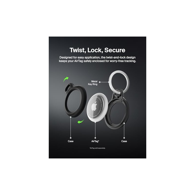 Belkin F8W973btBLK Soporte seguro con Llavero para Air Tag, Negro