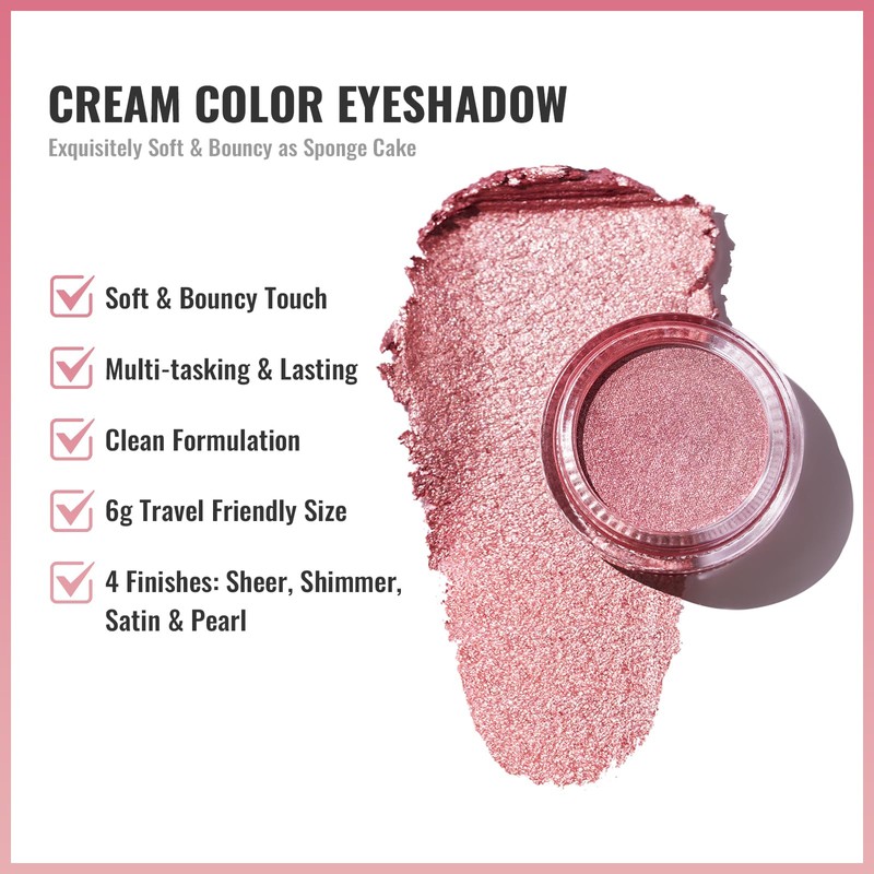 Oulac Pink Cream Eyeshadow also for Highlighter Large Capacity Highly