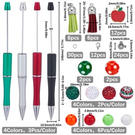SUNNYCLUE DIY 12 Sets Pearl Pen with Beads Acrylic Beads Pen Making Set Teacher Recognition Gifts 20 mm Rhinestone Bubblegum Beads Ballpoint Pen Accessories Pen Beads Kits for Office School