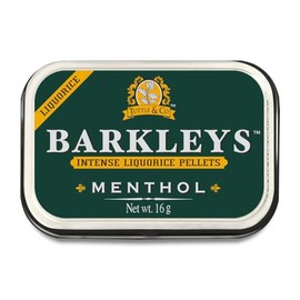 Barkleys Caramelos de Regaliz Negro con Mentol, Bolitas de Regaliz Recubiertas de Mentol Refrescante- Regaliz Sin Gluten, Vegano (1 Lata x 16 gr.)