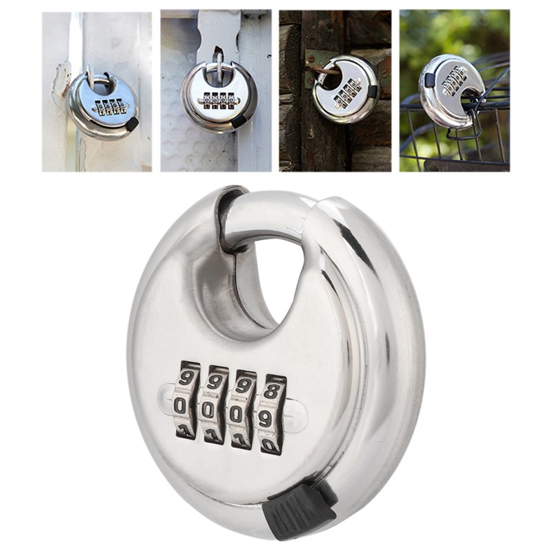 Stainless Steel Password Round Padlock Key 70mm thickened 9, 5mm