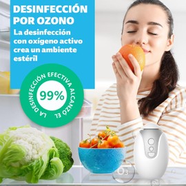 Desodorante para refrigerador, con pantalla LED, recargable desodorizador de nevera, Usando ozono para matar bacterias,beats bicarbonato de sodio y bolsas purificadoras aire de carbón bambú