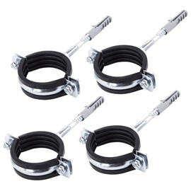 SKIR'CO Pipe Brackets with Black Rubber Lining for Diameter 47-51 mm Pipes for Wall and Ceiling Mounting (Pack of 4)
