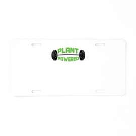CafePress Plant Powered Veganism Weig Aluminum License Plate, Front License Plate, Vanity Tag