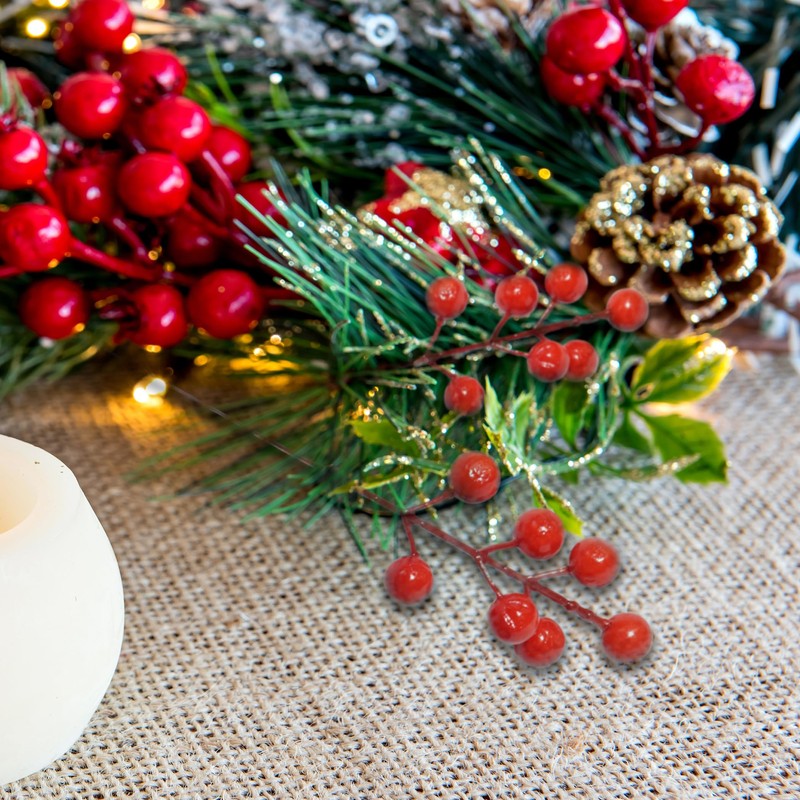 TrailMlix 24 Pack Christmas Tree Decorations Artificial Red Berry Stems