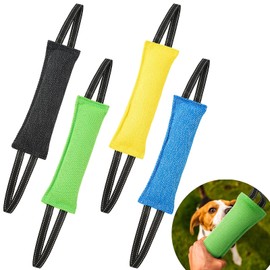 VioraWhite 4 Pcs Dog Tug Toy with 2 Strong Handles Dog Toy Pillow Linen Material Good for Tug of War, Fetch, Pull of Training Fun Interactive Play for Puppy to Large,4 Colors