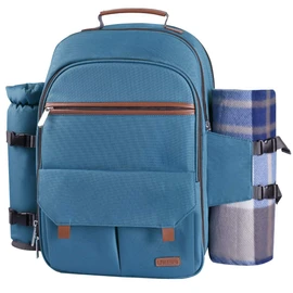 Sunflora Picnic Backpack for 4 Person with Blanket Picnic Basket Set for 2 with Insulated Cooler Wine Pouch for Family Couples (Light Blue)