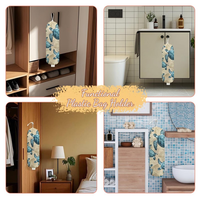 Sea Turtle Plastic Bag Holder, Wall Mount Grocery Bag Holder,
