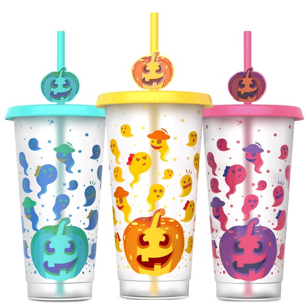 Ftabernam Color Changing Cups, 3-Pack 24 oz Plastic Cups with