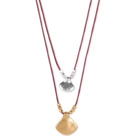 Lucky Brand New $39 LUCKY BRAND Two-Tone Fan Charm Layer Two-Row Red Necklace, 19"L