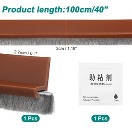 uxcell Door Sweep for Bottom of Door, 1.2" x 40" Door Draft Stopper with Brush Weather Stripping with Self Adhesive for Exterior & Interior Doors Blocker Dust Cold Heat Noise, Grey