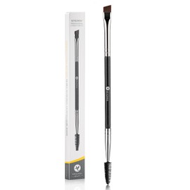 Duo Eyebrow Brush - KINGMAS Professional Angled Eye Brow Brush and Spoolie Brush (Black)