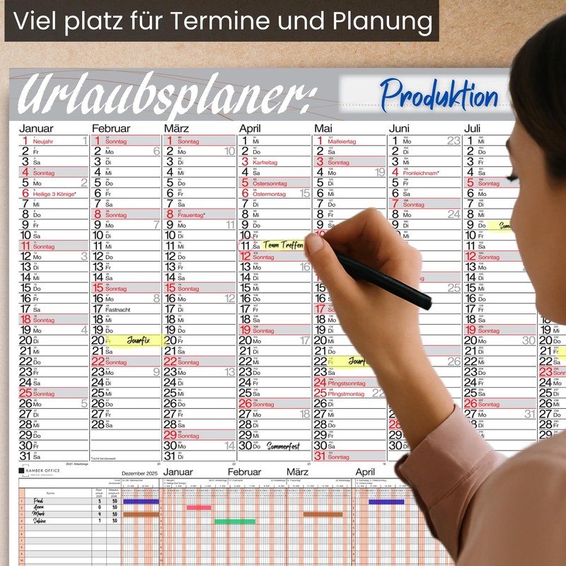 XXL Wall Calendar with Holiday Planner 2026 Employees - Large