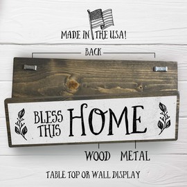 Home Wood Signs (Medium - Wood And Metal, Bless This Home)