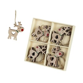 Heaven Sends Cheeky Wooden Reindeer Christmas Tree Decorations