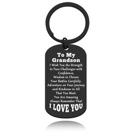 To My Grandson Keychain Inspirational Keyring Gift for Grandson Grandson Gifts from Grandma Grandpa Jewelry First Day of School Gifts for Grandson Thanksgiving Christmas Birthday Gift for Teen Boys