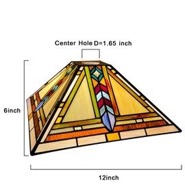 Capulina Tiffany Lamp Shade 12 Inches Wide Accessories Replacement Firecracker Style Stained Glass Lampshade for Torchiere Floor Lamp and Pendant Light