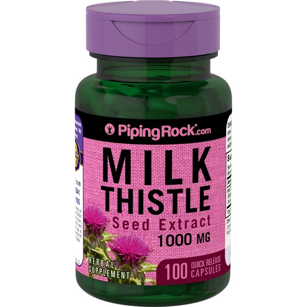 Piping Rock Milk Thistle Seed Extract 1000 mg 100 Quick Release Capsules Herbal Supplement