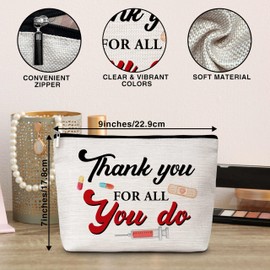 Nurse Gifts Makeup Bag, Thank You For All You Do Nurse Bag Cosmetic Bags, Nursing Makeup Zipper Pouch Bag, Nurse Gifts For Women, Graduation Birthday Thank You Retirement Gifts For Nurses, 44