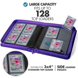 FunGuys Toploader Binder, Trading Card Binder Storage,128 4 Pocket Top Loader Binder, Card Collection Yugioh Cards Binder, MTG Card Binder, TCG Binder, Card Folders for Trading Cards