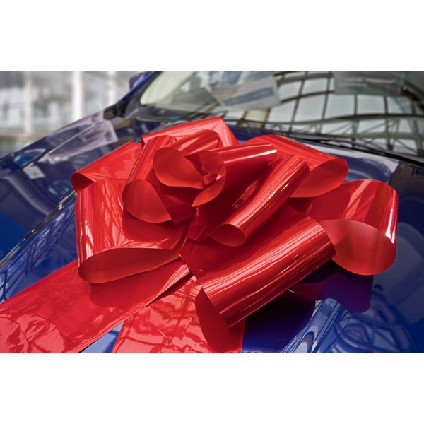 Giant Large Red Bow 76 cm for Car Bike Birthday Gift Wedding and Christmas - Magnetic Car Bow with 185 cm Ribbons - Holds with Magnets and Suction Cup