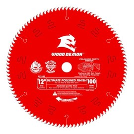 Diablo Ultimate Polished Finish Saw Blade for Wood - 12" Diameter, 100 ASFG Teeth, 1" Arbor, .098" Kerf, 7° Hook Angle, .071" Plate, 5000 Max RPM - D12100X