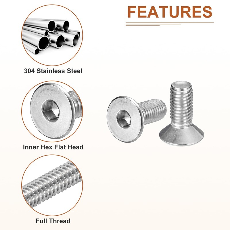 DTGN M10-1.5 x 25mm Flat Head Socket Cap Screws, 10