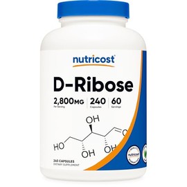 Nutricost D-Ribose 700 mg (2800 mg por porción), 240 cápsulas  Apto para vegetarianos, sin OMG, sin gluten                                            
