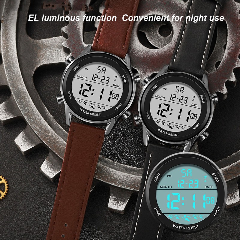 Men Digital Watch Dual Time Stopwatch Calendar Alarm Clock Waterproof