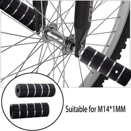 KINSPORY BMX Pegs, Bike Pegs, 14mm Aluminum Alloy Stunt Pegs Pack of 2 (thick black stripes)