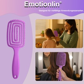 Entwirrbürste ohne Ziepen – Haarbürste Lila mit Wildschwein- & Nylonborsten, Paddle Brush mit Luftöffnungen & Styling-Kamm – Für Locken, Extensions, langes & feines Haar – Damen, Herren & Kinder