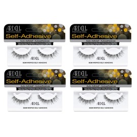 Ardell Self Adhesive False Eyelashes Demi Wispies - Reusable, Lightweight, Natural Look Lashes, No Glue Needed, 4 Pack
