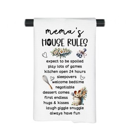 Mema’s House Rules Kitchen Towel Mema Kitchen Housewarming Gift Mema Grandma Gifts (Mema’s House Rules CA Towel)