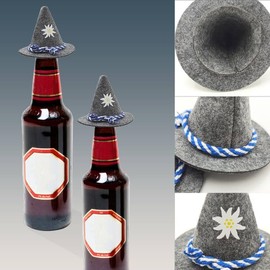 WANYIG Pack of 12 Oktoberfest Decorative Seppel Hat Small Felt Hat Mini Traditional Hat Table Decoration Bavarian Decoration Bavarian Party Confetti Decoration with Blue and White Cord 8 x 10 cm