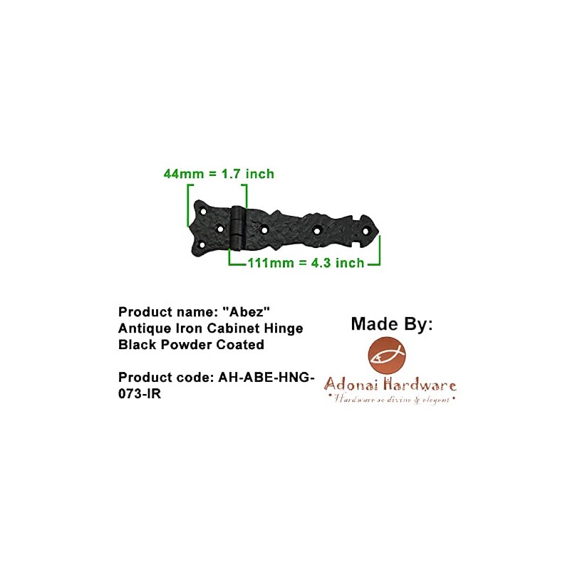 Adonai Hardware Abez Antique Cast Iron Cabinet Hinge (5.6" x