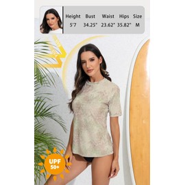 Halcurt UV Shirt, Women's Short-Sleeved Rash Guard UPF 50+ Swimming Shirt, Quick-Drying Swimming Shirt, M-XXL
