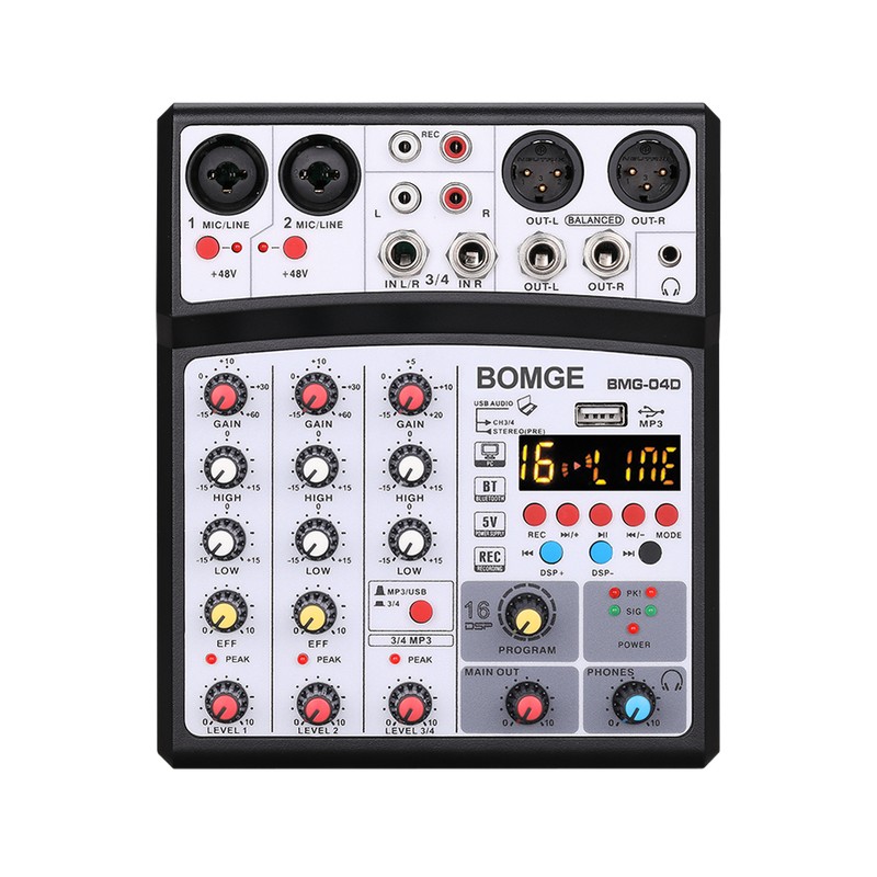 Portable 4 Channels BT Audio Sound Mixer Multifunctional Mixing DJ