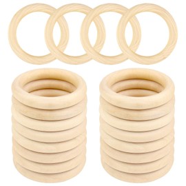 20 Pieces 70mm Wooden Rings, Natural Unfinished Solid Wooden Rings for Craft DIY, Jewelry Making