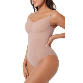 ZENYA Women Shapewear Bodysuit Tummy Control Seamless Sculpting Adjustable Straps Body Shaper (Beige, 2XL-3XL)