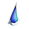 Murano Glass Design Crystal Sailboat Aqua Blue 10" Ht. 9"